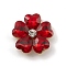 Alloy Cabochons, with Glass Rhinestone, Ligh Gold, Flower, Red, 19x19x5.5mm