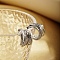 Stainless Steel C-shape Stud Earrings for Women, Stainless Steel Color, 12.7x16.6mm