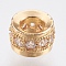 Brass Micro Pave Cubic Zirconia Beads, Lead Free & Cadmium Free, Barrel, Golden, 6.5x4mm, Hole: 3mm
