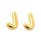 Brass Hollow Out Initial Letter Stud Earrings for Women, Real 18K Gold Plated, Lead Free & Cadmium Free, Letter.J, 7x4.5x1.5mm, Pin: 0.8mm