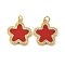 Brass Micro Pave Cubic Zirconia with Synthetic Turquoise Pendants, Cadmium Free & Lead Free, with Jump Rings, Real 18K Gold Plated, Star, 20x18x2.5mm, Hole: 3.5mm
