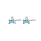 S925 Sterling Silver Rectangle Stud Earrings, with Clear Cubic Zirconia, Silver, 4.5x0.05mm