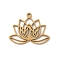 304 Stainless Steel Pendants, Lotus Charm, Laser Cut, Ion Plating(IP), Real 18K Gold Plated, 20x25x1.5mm, Hole: 1.7mm