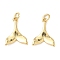 Brass Pendants, with Jump Ring, Fishtail Charms, Lead Free & Cadmium Free, Long-Lasting Plated, Rack Plating, Real 18K Gold Plated, 15x11.5x2mm, Hole: 2.8mm