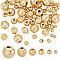 GOMAKERER 72 Pcs 6 Sizes Brass Round Beads, 18K Gold Plated Ball Bead Round Spacer Beads Golden Brass Beads Metal Bead for DIY Jewelry Making Crafting Necklace Bracelet