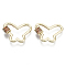 Brass Micro Pave Cubic Zirconia Screw Carabiner Lock Charms, for Necklaces Making, Butterfly, Nickel Free, Real 18K Gold Plated, Coral, 17.5x23x2mm, Screw: 5x5.5mm