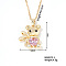 Cute Bear Pendant Necklaces Sparkling Light Rose Rhinestone Brass Cable Chain Necklaces for Women, Golden, 15.75 inch(400mm)