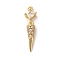 Brass Micro Pave Cubic Zirconia Pendants, Cone, Rack Plating, Long-Lasting Plated, Cadmium Free & Lead Free, Real 18K Gold Plated, 23x6x3.5mm, Hole: 1.2mm