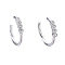 Brass Micro Pave Clear Cubic Zirconia Cuff Earrings, Platinum, 14x12.5x2.2mm, Inner Diameter: 10mm