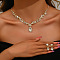 Horse Eye Brass Rhinestone Cup Chains Pendant Necklaces & Stud Dangle Earrings Sets, Clear, Necklace: 11.81 inch(300mm)