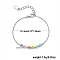 Anti-Tarnish Rhodium Plated 925 Sterling Silver Enamel Heart Link Bracelets, Cable Chains Bracelets for Women, Platinum, 4-3/4 inch(12cm)