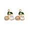 Brass Micro Pave Cubic Zirconia Pendants, Cherry Charms, Real 18K Gold Plated, Clear, 17x15x4mm, Hole: 1.6mm