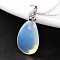 Teardrop Platinum Tone Brass Opalite Pendants, 23x13~14x6~8mm, Hole: 5x8mm