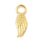 925 Sterling Sliver Charms, Golden, with 925 Stamp, Wing, 13x4.5x1mm, Hole: 2.5mm
