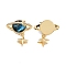 Brass Micro Pave Cubic Zirconia Pendants, with Starry Sky Pattern Glass, Planet with Star Charms, Real 18K Gold Plated, Cadmium Free & Nickel Free & Lead Free, 22mm, Hole: 2.2x4.5mm