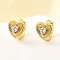 Heart Brass Micro Pave Clear Cubic Zirconia Hoop Earrings, Lead Free & Cadmium Free, Long-Lasting Plated, Rack Plating, Real 18K Gold Plated, 10x12x9.5mm