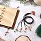 5Pcs 5 Styles Christmas Theme Faux Suede Cord Bookmarks, with Alloy Enamel Pendants and Glass Beads, Light Gold, 366mm, 1pc/style