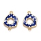 Brass Links Connector, Long-Lasting Plated, with Enamel, Real 18K Gold Plated, 16.5x11.2x1.7mm, Hole: 1mm