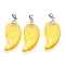 Natural Citrine Pendants, with Platinum Tone Brass Findings, Wing, 35x17mm