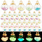 50Pcs 5 Colors Glow in the Dark Luminous Glass Globe Pendants, with Golden Plated Plastic Pendant Bails, Round, Mixed Color, 21.5x16mm, Hole: 3mm, 10Pcs/color