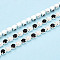 Iron Rhinestone Cup Chains, with ABS Plastic Imitation Pearl, with Spool, Silver, Black, 2.5x2x2mm, about 10yard/Roll