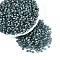 Picasso Baking Paint Glass Seed Beads, Bicone, Dark Turquoise, 4~4.5x3.5~4mm, Hole: 0.9~1.2mm, about 6165pcs/pound