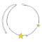 925 Sterling Silver Link Anklets, with Grade AAA Cubic Zirconia and Epoxy Resin, Star, Yellow, 8-1/4 inch(21cm)