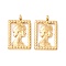 304 Stainless Steel Pendants, PVD Vacuum Plating, Rectangle with Woman Pattern, Golden, 24x15x4mm, Hole: 2.4mm
