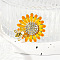 Sunflower & Bee Alloy Enamel Brooches, with Rhinestone and Acrylic Beads, Yellow, 40x36mm