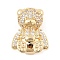 Brass Micro Pave Cubic Zirconia Slide Charms, Long-Lasting Plated, Bear, Golden, 12.5x9.5x5.5mm, Hole: 2x10mm