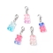 Transparent Gradient Color Resin Bear Pendant Decorations, Lobster Clasp Charms, Clip-on Charms, for Keychain, Purse, Backpack Ornament, Stitch Marker, Mixed Color, 34mm