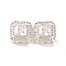 Brass Micro Pave Clear Cubic Zirconia Beads, Cadmium Free & Nickel Free & Lead Free, Square, Silver, 11.5x11.5x7mm, Hole: 1.8mm