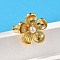 Flower Brass Finger Rings for Women, with ABS Plastic Imitation Pearl, Long-Lasting Plated, Lead Free & Cadmium Free, Real 18K Gold Plated, Inner Diameter: 17.4mm