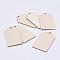 Undyed Wood Big Pendants, Rectangle, Blanched Almond, 68x39x2mm, Hole: 4mm
