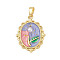 Brass Enamel Pendants, Flower Charms, with Imitation Pearls, Rack Plating, Lasting Plated, Cadmium Free & Lead Free, Pink, 25x18x7mm, Hole: 4.5x2.5mm
