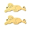 201 Stainless Steel Connector Charms, Laser Cut, Dog Link, Real 18K Gold Plated, 9.5x21x1mm, Hole: 1.4mm