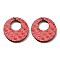 Poplar Wood Pendants, Flat Round, with Jump Ring, Light Salmon, 44.5x44.5x2.5mm, Hole: 5mm