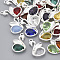 Eco-Friendly Alloy Glass Pendants, Faceted, Nickel Free, Swan, Mixed Color, Silver Color Plated, 20x12.5x4mm, Hole: 1.5mm