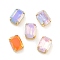 Rectangle Opal Sew On Rhinestones, Multi-Strand Links, K9 Glass Rhinestone with Brass Prong Settings, Mixed Color, Golden, 14x9.5x7mm, Hole: 0.8mm