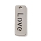 Non-Tarnish 201 Stainless Steel Pendants, Laser Cut, Rectangle with Love Charm, Stainless Steel Color, 17x6x1mm, Hole: 1.5mm