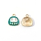 Alloy Enamel Pendants, Daruma Charm, Light Gold, Green, 17.9x16x3mm, Hole: 2.4mm
