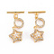 Brass Micro Pave Cubic Zirconia Toggle Clasps, Nickel Free, Star & Bar, Real 18K Gold Plated, Clear, Ring: 10x9x2mm, Bar: 15x4x1.5mm, Hole: 1.5mm~1.8mm