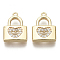 Brass Micro Pave Cubic Zirconia Charms, Lock with Heart, Nickel Free, Real 18K Gold Plated, Clear, 13.5x10.5x2.5mm, Hole: 1mm