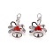 Brass Micro Pave Cubic Zirconia Pendants, with Enamel and Jump Ring, Christmas Bell, Red, Platinum, 18x16x9mm, Hole: 3.5mm