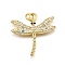 Rack Plating Brass Micro Pave Cubic Zirconia Pendants, Dragonfly, with Jump Ring, Cadmium Free & Lead Free, Long-Lasting Plated, Real 18K Gold Plated, 24x25x2.5mm, Hole: 3.5mm