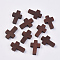 Wood Pendants, Dyed, Cross, Coconut Brown, 22x15x4.2mm, Hole: 2mm