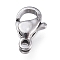 Tarnish Resistant 316 Surgical Stainless Steel Lobster Claw Clasps, Manual Polishing, Stainless Steel Color, 9x5.6x3mm, Hole: 1.2mm