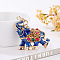 Alloy Rhinestone Keychains, Enamel Style, Elephant Pendant Keychain, Medium Blue, 11cm