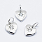Brass Micro Pave Cubic Zirconia Charms, Long-Lasting Plated, Lead Free & Nickel Free & Cadmium Free, Heart, Real Platinum Plated, 10x8.5x2mm, Hole: 3mm