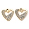 Alloy Rhinestone Pendants, Heart Charms, Golden, 19.5x18x2.5mm, Hole: 2mm